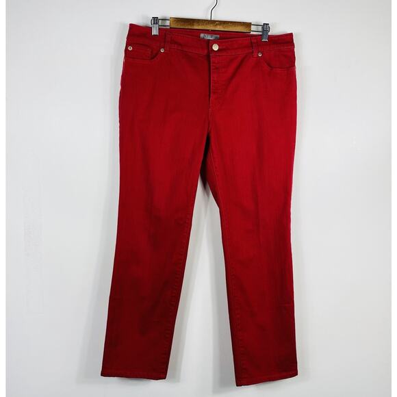 Chico's Size 14 Large 2.5 Short So Slimming Straight Leg Jeans Red - Picture 1 of 4
